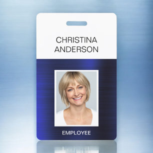 Blauer Mitarbeiter - Name Foto Corporate Metallic Ausweis