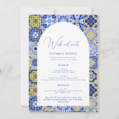 Blauer Mittelmeer-Junggeselinnen-Abschied Einladung (Rückseite)