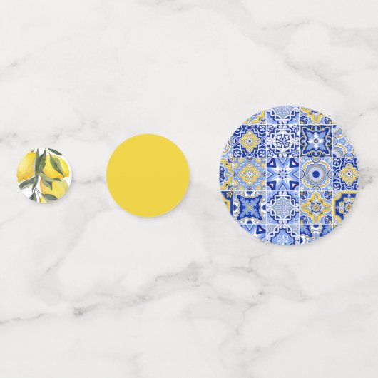 Blauer Mittelmeer Tile und Zitruskonfetti Konfetti (Vorderseiten)