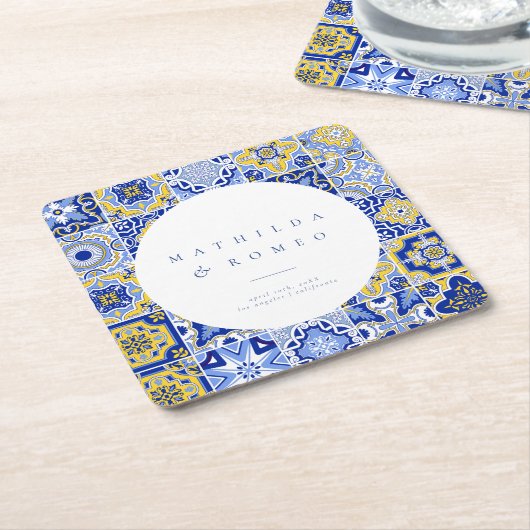 Blauer Mittelmeeranbau und Zitrusfrüchte Rechteckiger Pappuntersetzer (angewinkelt)