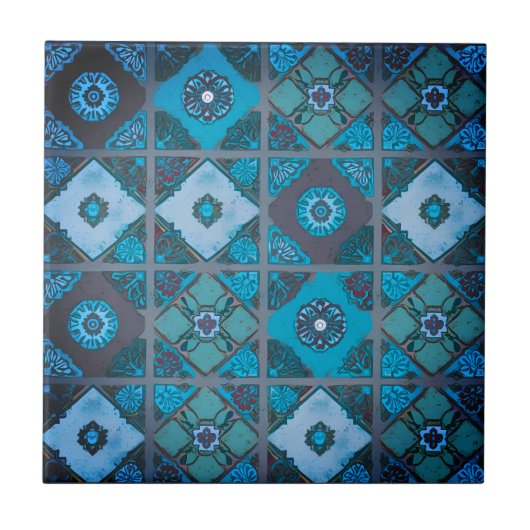 Blauer Mittelmeerraum Keramik Tile Fliese (Vorderseite)