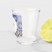 Blauer Mittelmeerraum Tile & Citrus Bachelorette Schnapsglas (Rechts)