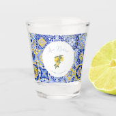 Blauer Mittelmeerraum Tile & Citrus Bachelorette Schnapsglas (Vorderseite)
