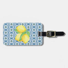 Blauer Mittelmeerraum TIle Gelbes Wasserfarben Zit Gepäckanhänger