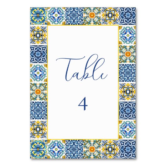 Blauer Mittelmeerraum Tischnummer von Tile und Zit (Vorderseite)