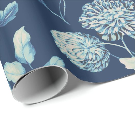 Blauer Mitternachtstansy modernes Vintages Geschenkpapier (Rolleneckpunkt)