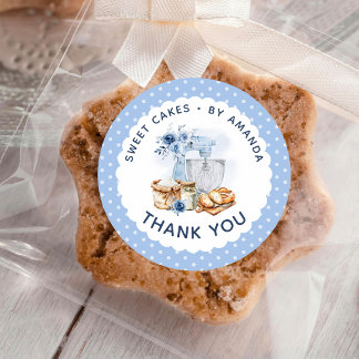 Blauer Mixer Artisan Bäckerei Selbstgemacht Danke Runder Aufkleber