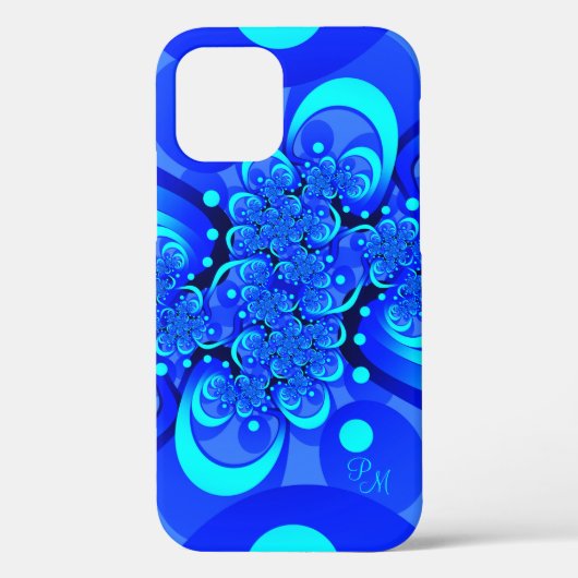 Blauer, moderner Abstrakter Fraktal Case-Mate iPhone Hülle (Rückseite)