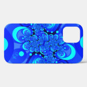 Blauer, moderner Abstrakter Fraktal Case-Mate iPhone Hülle (Rückseite (Horizontal))