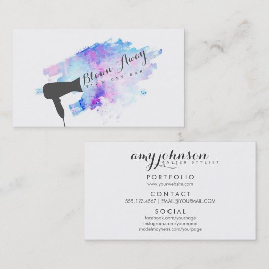 blauer, moderner Friseursalon, glänzender, blauer Visitenkarte (Vorne/Hinten)