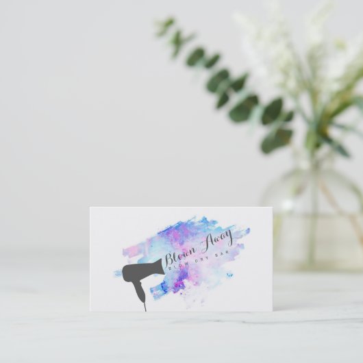 blauer, moderner Friseursalon, glänzender, blauer  Visitenkarte (Stehend Vorderseite)