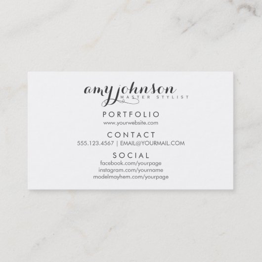 blauer, moderner Friseursalon, glänzender, blauer  Visitenkarte (Rückseite)