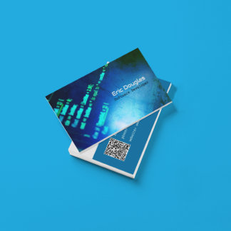 Blauer moderner QR-Code für Tech-Profis Visitenkarte