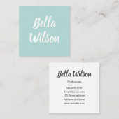 Blauer modischer einfacher moderner unbedeutender quadratische visitenkarte (Vorne/Hinten)