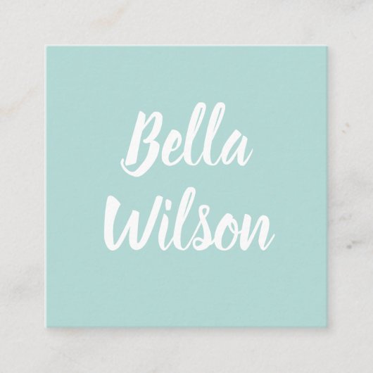 Blauer modischer einfacher moderner unbedeutender quadratische visitenkarte (Vorderseite)