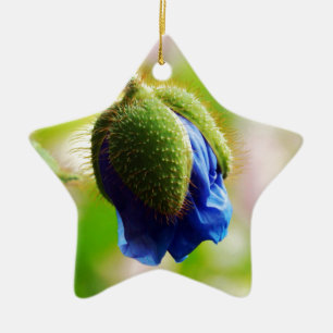 Blauer Mohn Keramik Ornament