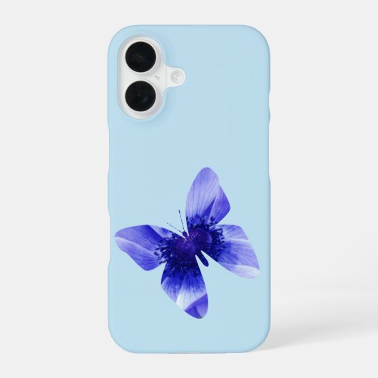 Blauer Mohn Schmetterling, iPhone 16 Hülle (Rückseite)