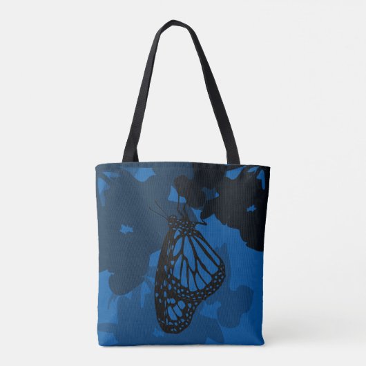 Blauer Monarch-Schmetterling-Tasche Tasche (Rückseite)