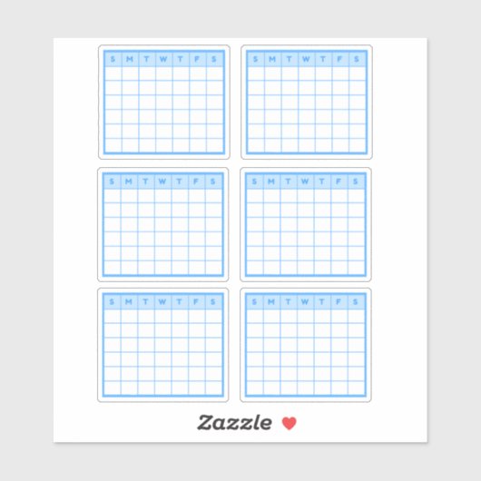 Blauer Monatskalender Aufkleber (Blatt)