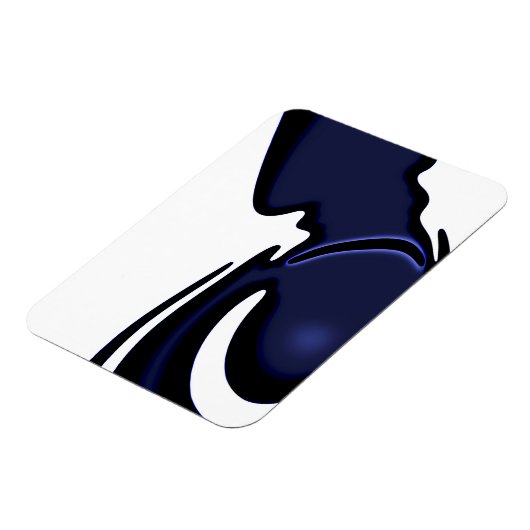 Blauer Mond: Abstrakt Blau und Weiß Magnet (Linke Seite)