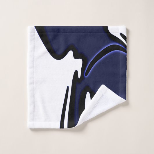 Blauer Mond: Abstrakt Blau, Weiß und Schwarz Badhandtuch Set (Waschlappen)