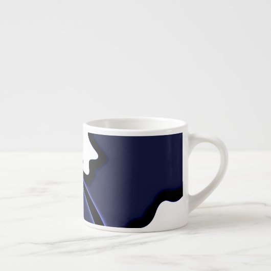 Blauer Mond: Abstrakt Blau, Weiß und Schwarz Espressotasse (Rechts)