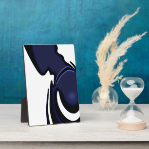 Blauer Mond: Abstrakt Blau, Weiß und Schwarz Fotoplatte