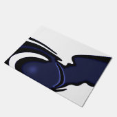 Blauer Mond: Abstrakt Blau, Weiß und Schwarz Fußmatte (Schrägansicht)