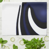 Blauer Mond: Abstrakt Blau, Weiß und Schwarz Geschirrtuch (Gefaltet)