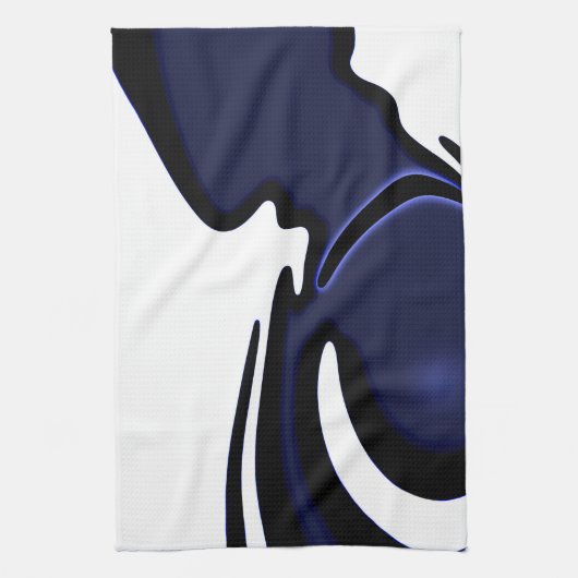 Blauer Mond: Abstrakt Blau, Weiß und Schwarz Geschirrtuch (Vertikal)