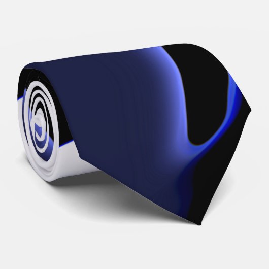 Blauer Mond: Abstrakt Blau, Weiß und Schwarz Krawatte (Gerollt)