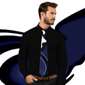 Blauer Mond: Abstrakt Blau, Weiß und Schwarz Krawatte