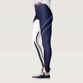 Blauer Mond: Abstrakt Blau, Weiß und Schwarz Leggings (Links)
