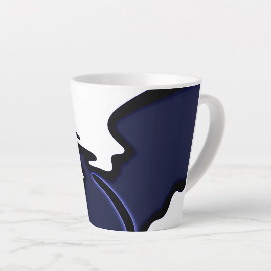 Blauer Mond: Abstrakt Blau, Weiß und Schwarz Milchtasse (Rechte Ecke)