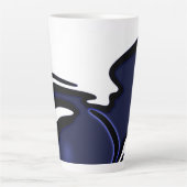 Blauer Mond: Abstrakt Blau, Weiß und Schwarz Milchtasse (Vorderseite)