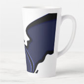 Blauer Mond: Abstrakt Blau, Weiß und Schwarz Milchtasse (Rechts)