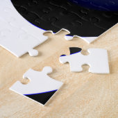 Blauer Mond: Abstrakt Blau, Weiß und Schwarz Puzzle (Seite)