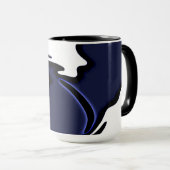 Blauer Mond: Abstrakt Blau, Weiß und Schwarz Tasse (VorderseiteRechts)