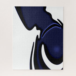 Blauer Mond: Abstrakter Blau-, Weiß- und Schwarzto Puzzle