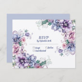 Blauer Mond auf Blume (hinten): RSVP-Hochzeitkarte Mitteilungskarte (Vorne/Hinten)
