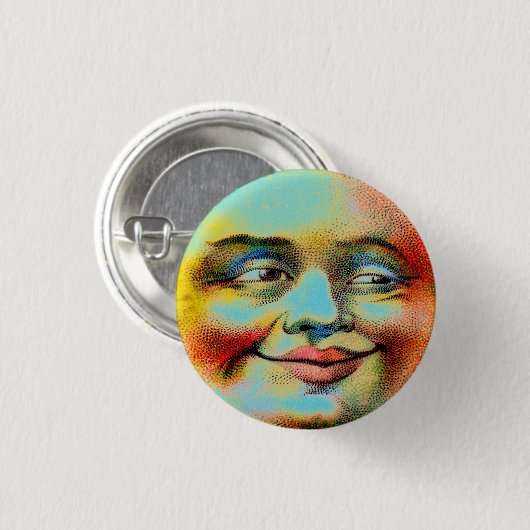 Blauer Mond Button (Vorne & Hinten)