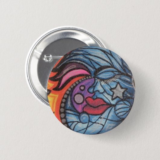 Blauer Mond Button (Vorne & Hinten)