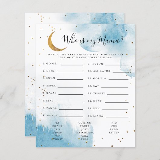 Blauer Mond, der mein Mama Baby Duschspiel ist (Vorne/Hinten)