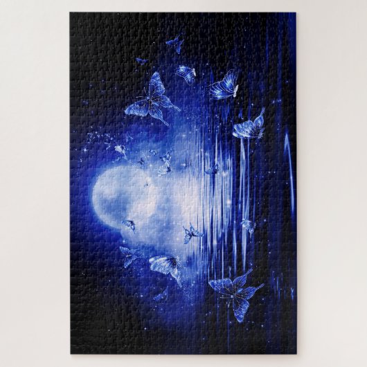 Blauer Mond Fantasy Butterfliegen Puzzle (Vertikal)