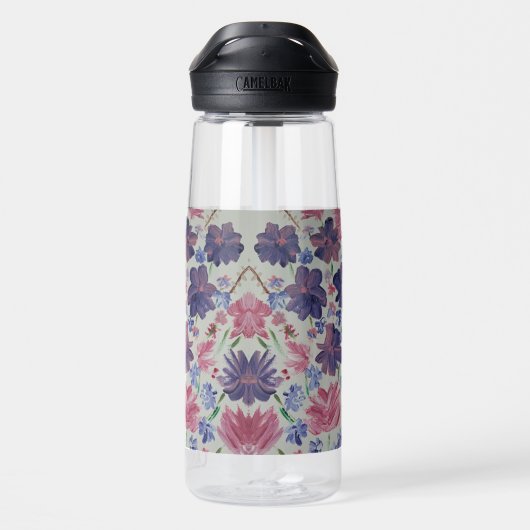 Blauer Mond Floral Wasser Flasche (Rückseite)