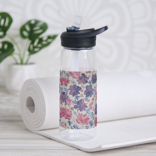 Blauer Mond Floral Wasser Flasche (Yoga)