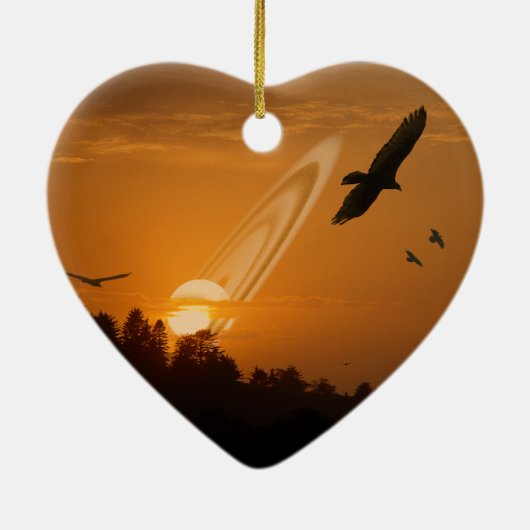 Blauer Mond Keramik Ornament (Hinten)