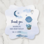 Blauer Mond kleiner Elefant Geburtstagsjunge Geschenkanhänger (Rückseite)