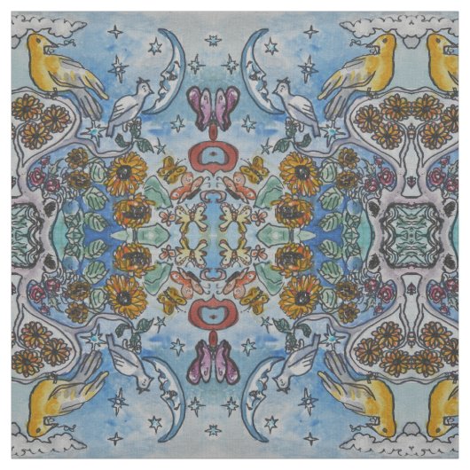 Blauer Mond-Natur Stoff (Muster)