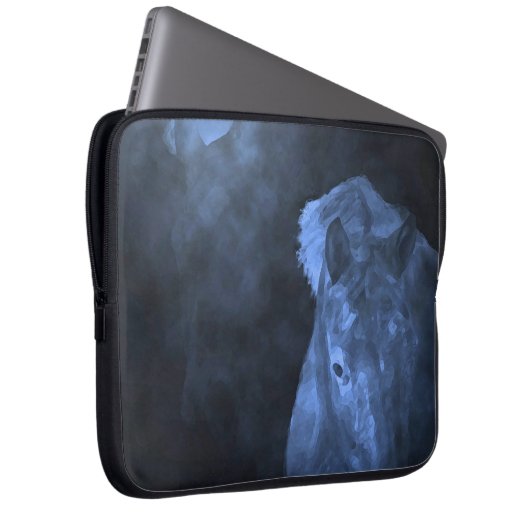 Blauer Mond-Pferde Laptopschutzhülle (Vorne Rechts)